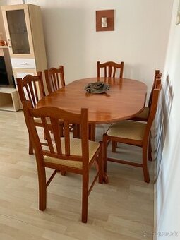 Jedálenský stôl so 6 stoličkami (masív)