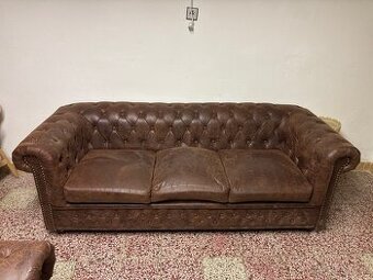 Kožená 3-miestna sedačka — dobrý stav