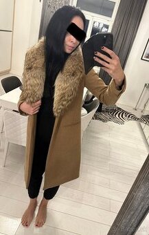 Michael Kors kabát s vlnou a pravou kožušinou - 1