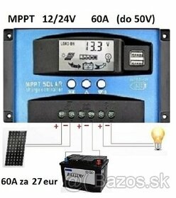 Solarny regulator MPPT - 60A  (do 50 Voltov)
