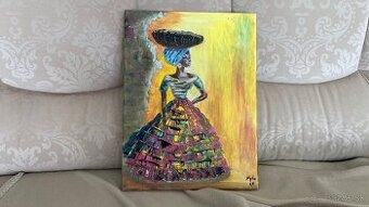 Afričanka s košíkom – 30x40 ručne maľovaný obraz