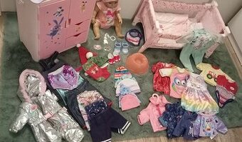 Bábika Baby born+oblečenie+skriňa+kočík a ostatné