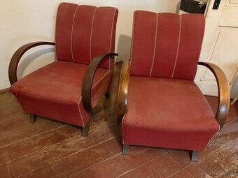 Kreslá Art Deco, približne 1930-50, pevná konštrukcia - 1