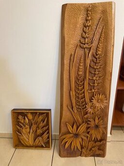 Drevené obrazy- umelecká drevorezba z masívu 2 kusy