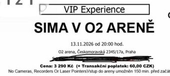 Sima O2 Arena Praha Lístky Vip Experience