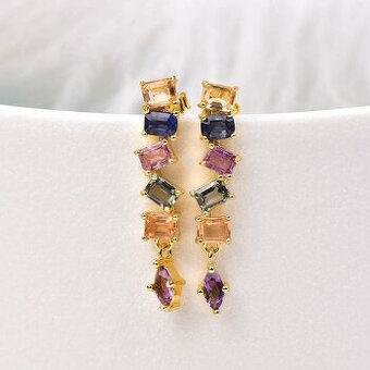 Zafír 2ct + Ametyst 0,25ct náušnice s ALGT certifikátom