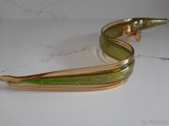 Large Czech studio art glass sculpture, avanturine 1970, 43c