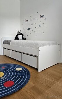 IKEA SLÄKT detská posteľ s 3 zásuvkami – biela