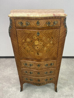 Zámocká intarzovaná komoda s mramorom