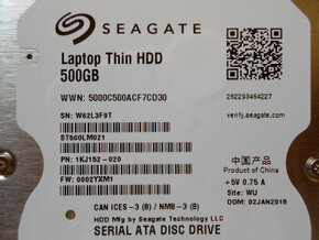♦️  2,5" SATA disk do notebooku  -  500 GB  ♦️