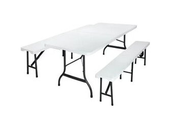 Pivný záhradný kempingový set skladací 183 cm - biely