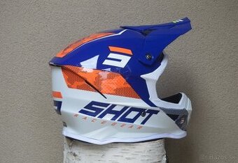 SHOT prilba helma okuliare modro oranžová mx atv enduro