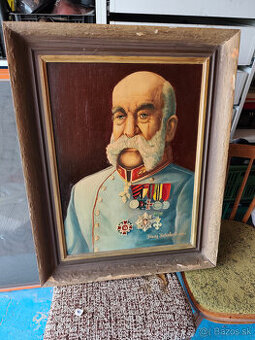Stary original malovany obraz Franc Josefa I 1892