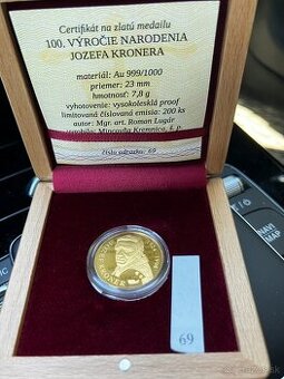 Zlatá medaila - Jozef Kroner - 100. výročie narodenia