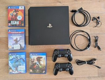 Playstation 4 PRO 1 TB - CUH 7218B, 2x ovládač, 4xhra