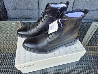 GEOX pánske celokožené topánky na šnurovanie + bočný zips