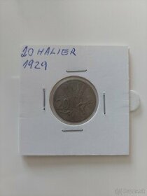 Predám mincu 20 halier 1929 - 1