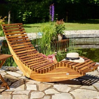 Ergonomické zahradné lehátko drevené agát poduška kryt