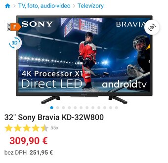 Sony bravia kd-32w800 uhlopriečka 81cm