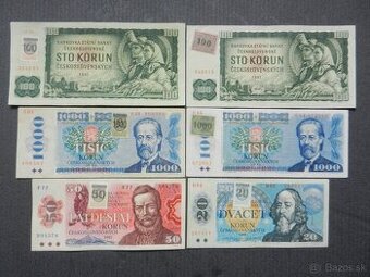 ...Československe bankovky aj kolkované...