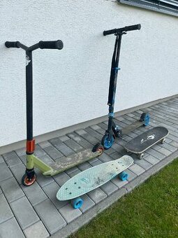 koloběžka a skateboard