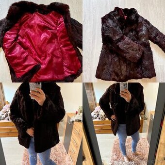 pravy zimny kozusinovy kabat-kozuch burgundy