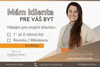 Hľadáme nehnuteľnosť pre nášho klienta | Jednoizbový byt