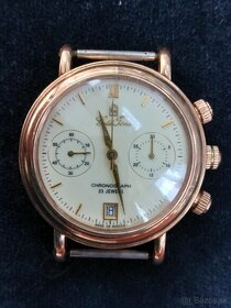 Zlate panske ruske hodinky 14 k.zlato Gold time chronograf