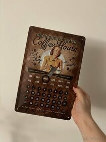 Retro kovová platňa - Coffee house (kalendár)