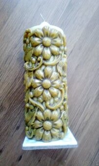 Sviečka starožitná s florálnym mot8vom