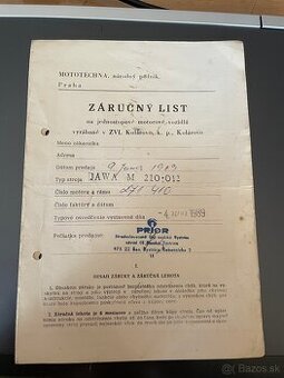 Záručný list a rám Babetta 210