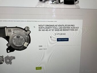Nový orginál ventilátor na vozy AUDI