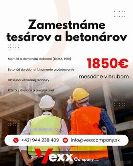 Zamestnáme tesárov a betonárov