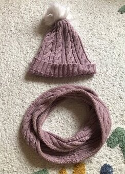 Fialová handmade súprava: čiapka a nákrčník, 2 - 4 roky, 6 E