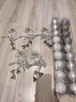 vianočné ozdoby, mašle, gule, strieborné reťaze, starshower - 1