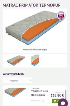 Materasso primator termopur 90x200x19cm