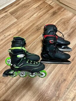 Korčule kolieskové, na ľad