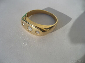 Pánsky zlatý prsteň s briliantmi - 1