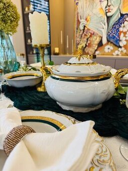 Nová zlatom zdobená obedová súprava pre 12 osôb