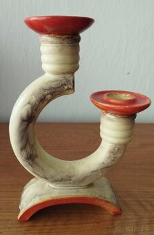 Starožitný, keramický svietnik