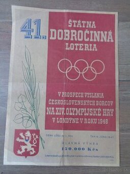 RARITA  original plagat - Olympijske hry Londyn 1948 .