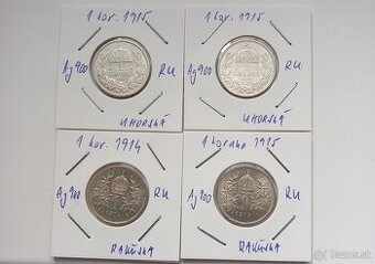 Predám strieborné mince 1 koruny FJI, Rakúske