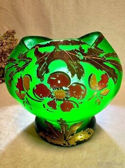 Secesna trojlaločna vaza Théodore Legras, r.1910, model BELE