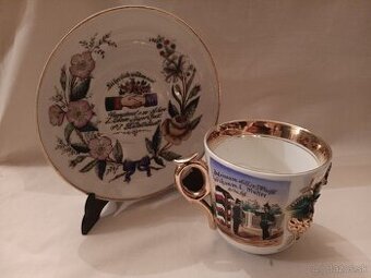 Porcelánový šálek s vojáky - Rakousko Uhersko