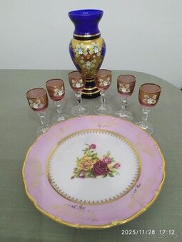 Predám set modrého a ružového borského skla