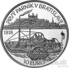 Predám striebornú mincu 10 EURO -2018 Plavba prvého parníka