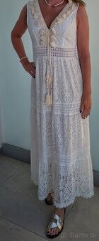 Boho biele maxi šaty