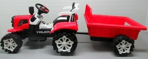 Elektrický traktor s prívesom červený - 1