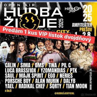 VIP lístok Hudba žije Prešov 1.2. 8 festival