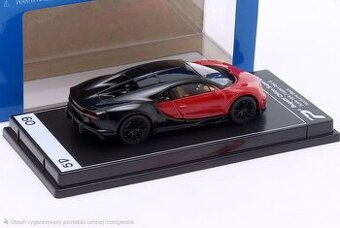 Poster car Bugatti chiron červená / čierna 1:64